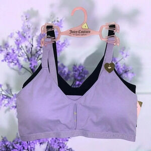 Juicy Couture Sport Bralette Purple & Black Sport Bra Set size Large